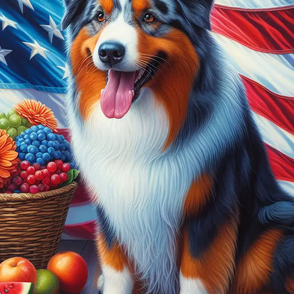 Australian Shepherd Patriotic Garden Flag