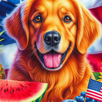 Golden Retriever Patriotic Garden Flag