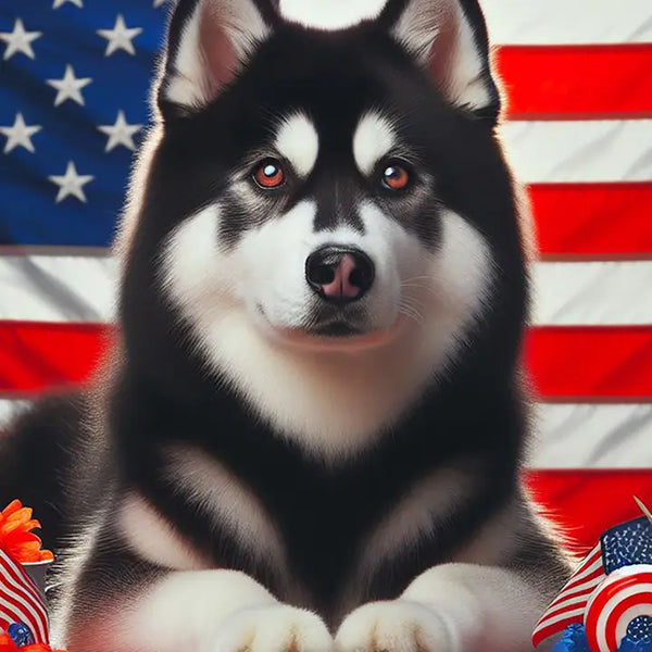 Siberian Husky Patriotic Garden Flag