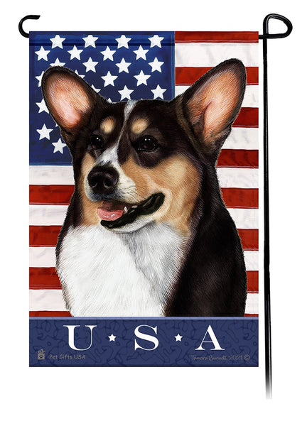 Corgi USA Tri Color Garden Flag