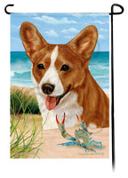 Corgi Red and White Cardigan Beach Garden Flag