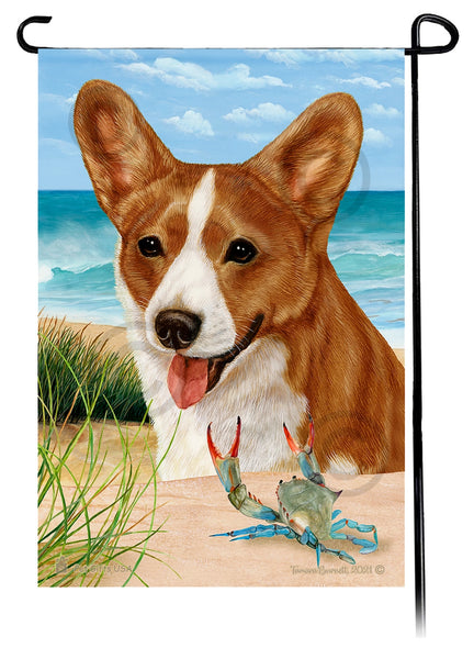 Corgi Red and White Cardigan Beach Garden Flag