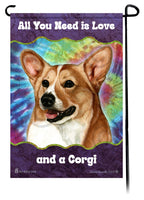 Corgi Fawn and White Pembroke Hippie Garden Flag