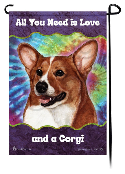 Corgi Red and White Pembroke Hippie Garden Flag