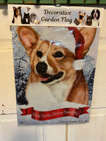 Corgi Tan and White Pembroke Christmas Garden Flag