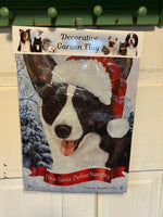 Corgi Black Brindle Cardigan Christmas Flag