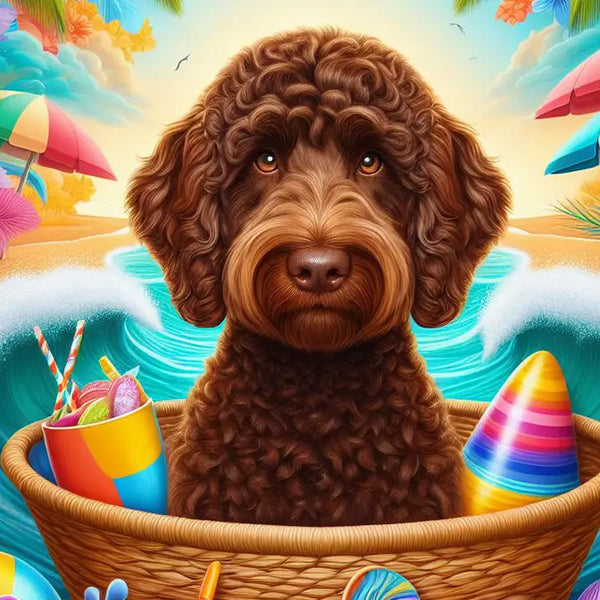 Goldendoodle Chocolate Beach Garden Flag