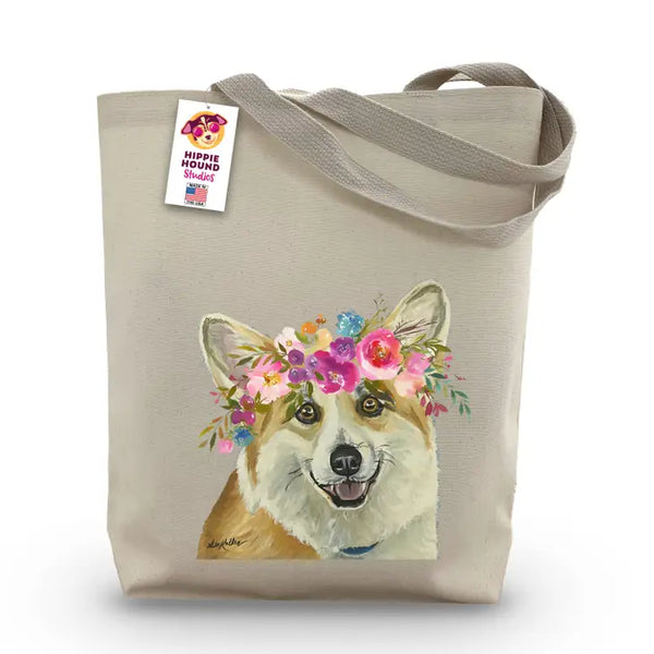 Corgi Flower Crown Tote Bag